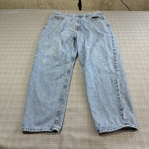 Tommy Hilfiger Jeans Mens 38x32 Baggy Wide Leg Retro Y2K Stone Washed Lion Crest